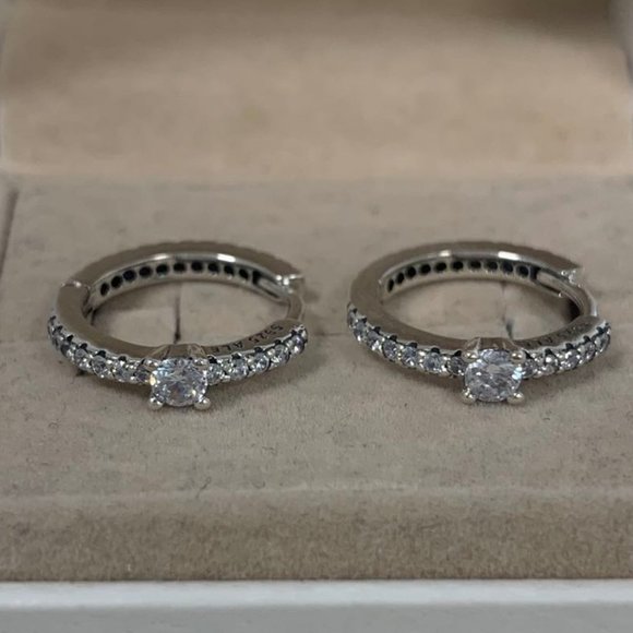Pandora Sparkling Hoop Earrings - Picture 3 of 7